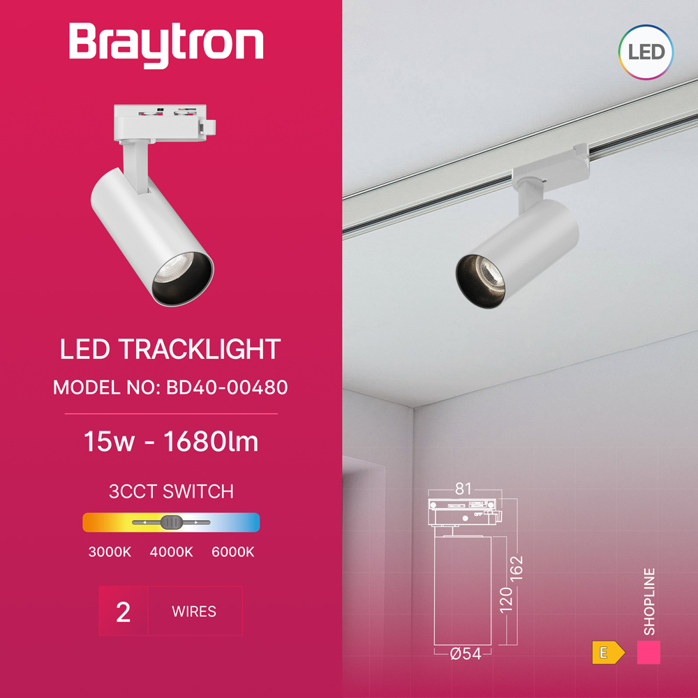Braytron LED Schienenstrahler 15W Weiß kaufen | 1-Phasen System – Ansicht 11