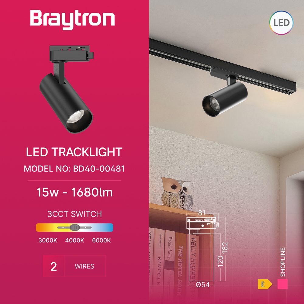 Braytron LED Schienenstrahler 15W Schwarz kaufen | 1-Phasen – Ansicht 10