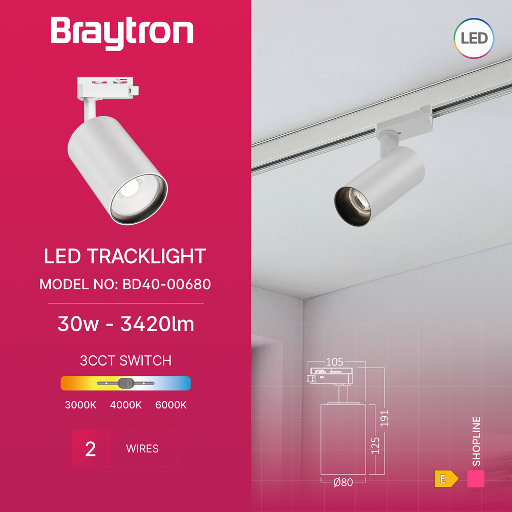 Braytron LED Schienenstrahler 30W 3CCT Weiß kaufen | 1-Phasen – Ansicht 11