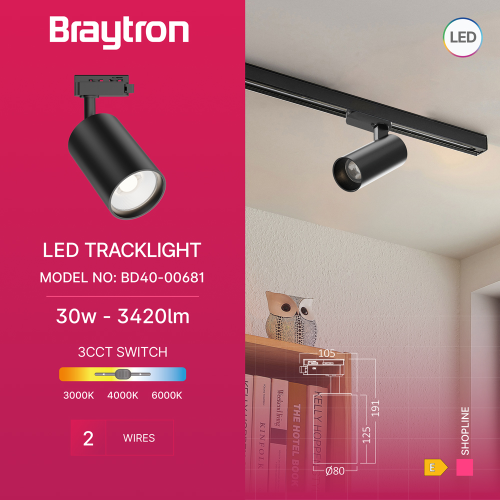 Braytron LED Schienenstrahler 30W 3CCT Schwarz kaufen | 1-Phasen – Ansicht 11
