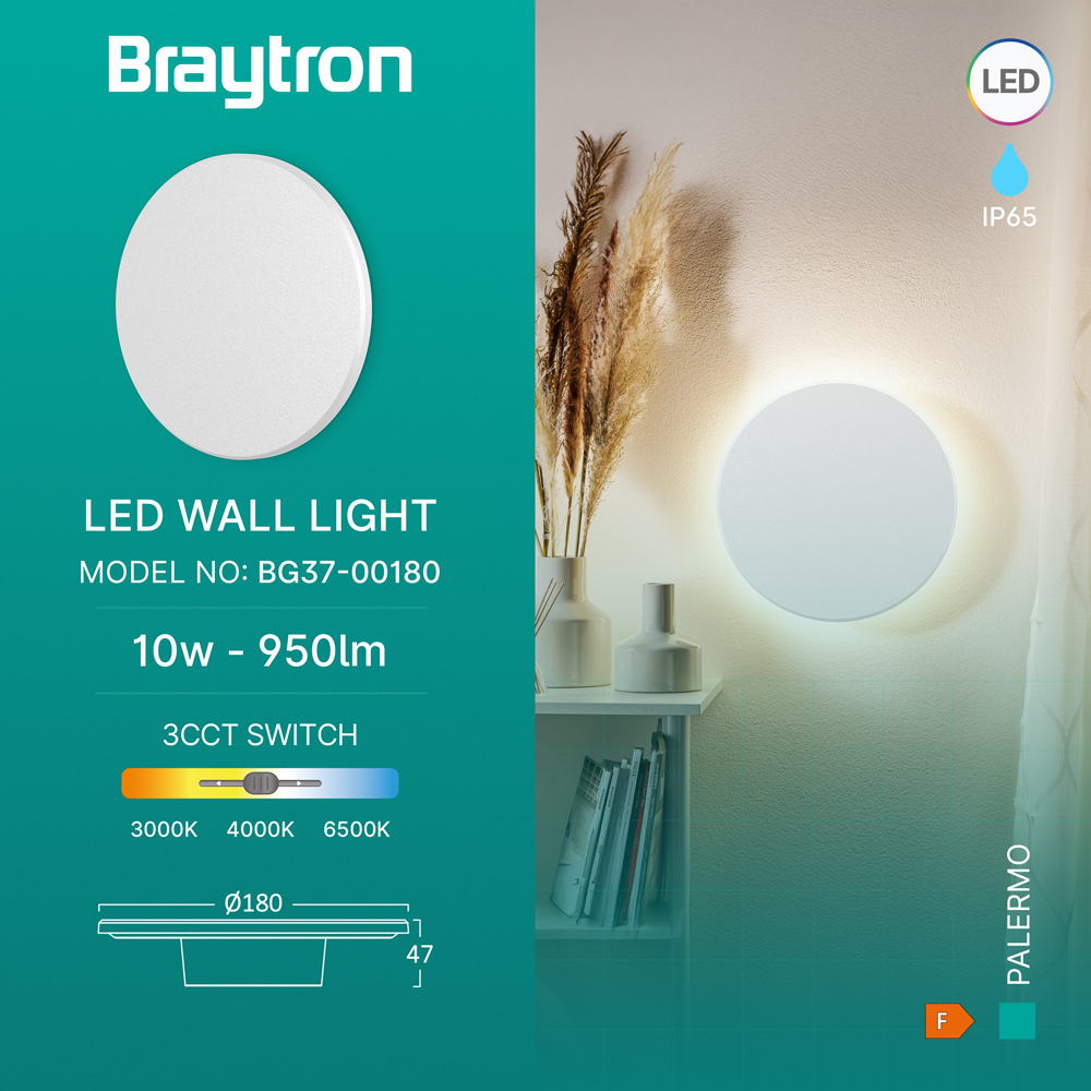 LED Außenwandleuchte 10W 3CCT – Rund Weiß – 950 lm – IP65 Ø180 mm – Ansicht 12