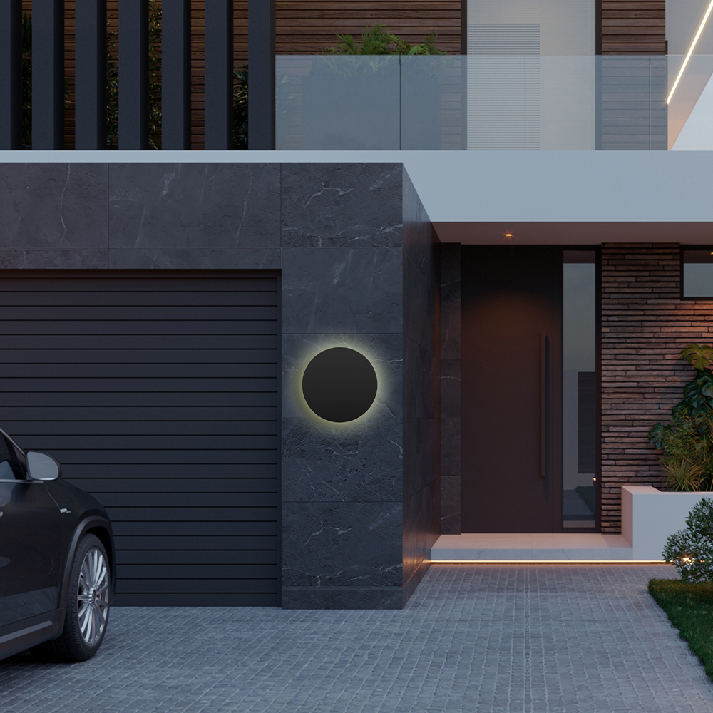 LED Designer Wandleuchte Rund Grau IP65 – 12W Außenwandleuchte 3CCT – Ansicht 9