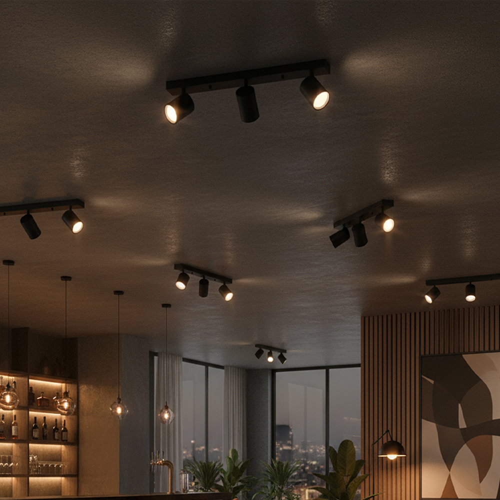 Aufbaustrahler 3-flammig GU10 Schwarz Aluminium – 480 mm – ohne Leuchtmittel IP20 – Ansicht 10