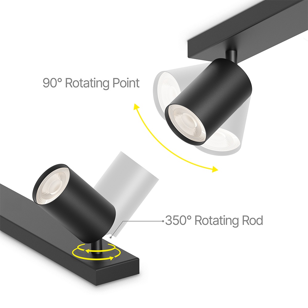 Aufbaustrahler 3-flammig GU10 Schwarz Aluminium – 480 mm – ohne Leuchtmittel IP20 – Ansicht 11