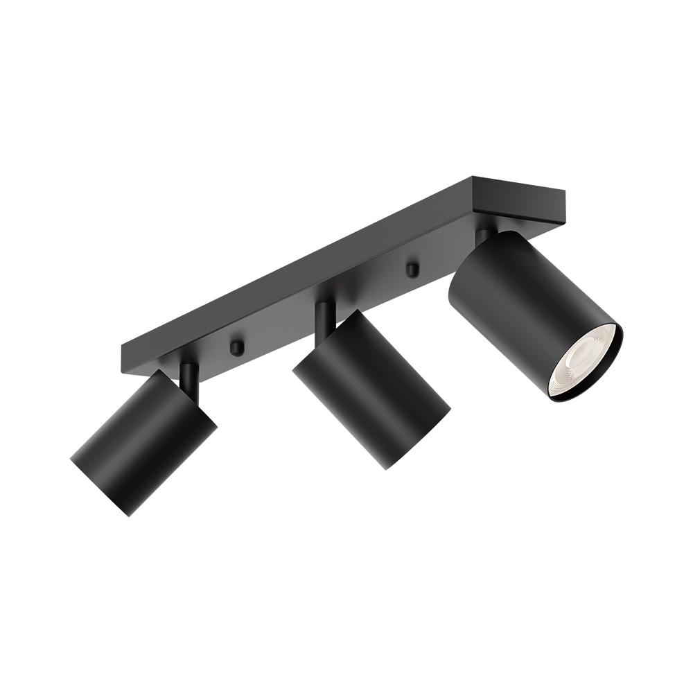 Aufbaustrahler 3-flammig GU10 Schwarz Aluminium – 480 mm – ohne Leuchtmittel IP20 – Ansicht 12