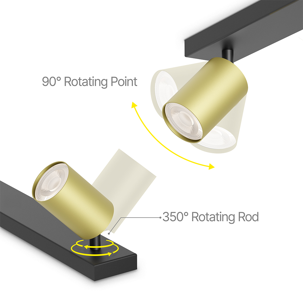 Braytron LED Deckenstrahler 4-flammig GU10 640mm Schwenkbar Gold – Ansicht 10