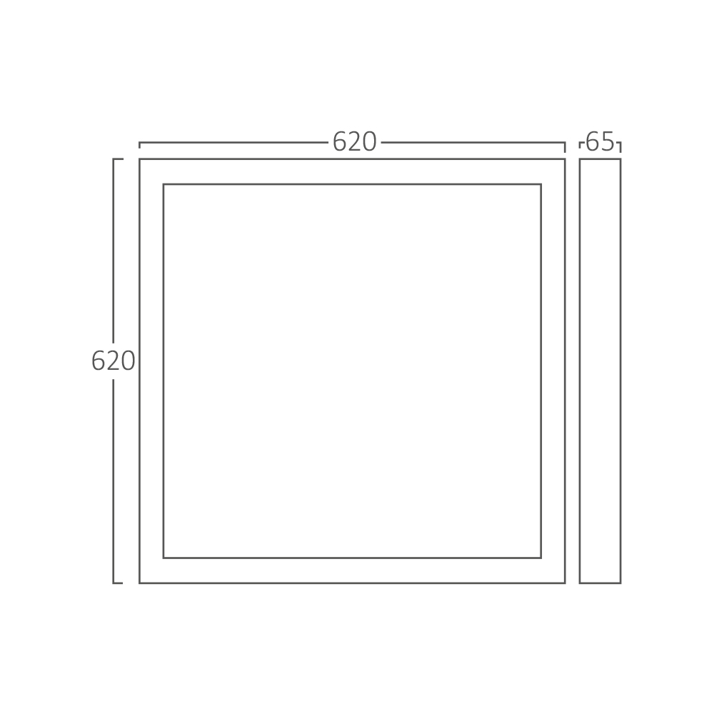LED Panel Aufbaurahmen 62x62 cm – Aufputzrahmen Decke Wand – Ansicht 10