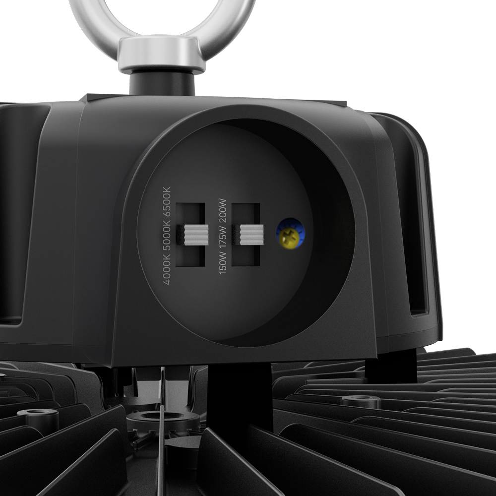 Braytron LED Hallenstrahler Highbay UFO 100W–200W – 13000–34000lm – IP65 wasserdicht – 3CCT Farbwahl – Ansicht 6