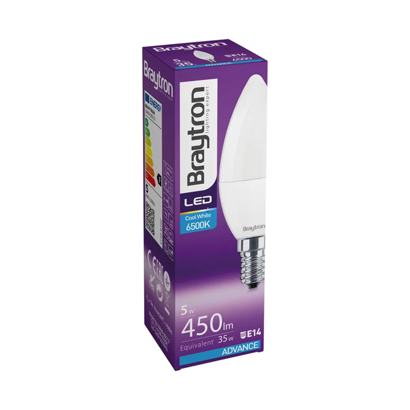 LED E14 Kerzenlampe 5W – 6500K kaltweiß, 450lm, ersetzt 35W Glühbirne kaufen – BA09-00513 | lumdo.de