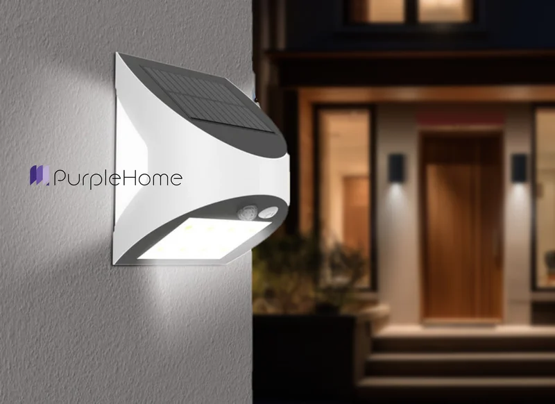 Solar LED Wandleuchte 3W Bewegungssensor IP54 Außen | PurpleLights kaufen – BG36-00130 | lumdo.de