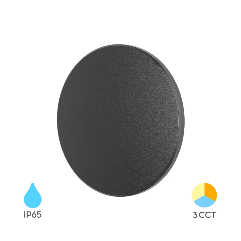 LED Außenwandleuchte 8W 3CCT – Rund Schwarz – 760 lm – IP65 Ø120 mm kaufen – BG37-00081 | lumdo.de