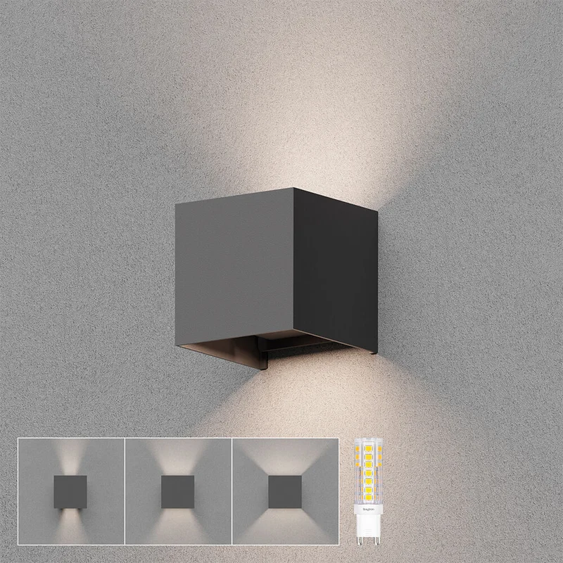 Moderne Außenleuchte Cube IP54 – Verstellbarer Lichtkegel, in Grau kaufen – BG38-03402 | lumdo.de
