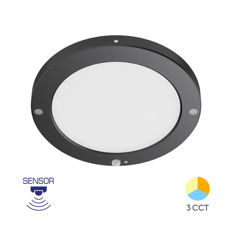 LED Deckenleuchte 20W schwarz mit Bewegungsmelder – 3in1 CCT rund kaufen – BP03-92081 | lumdo.de