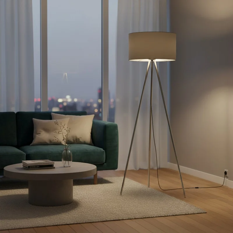 Braytron Stehleuchte Grau – 3-Bein, 155 cm, sat. Kunststoffschirm, E27 kaufen – BV06-00032 | lumdo.de